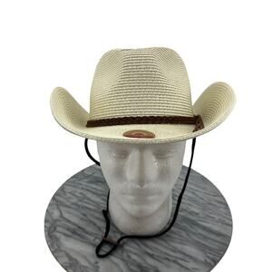 Furtalk Sun Hat Womens M/L Ivory Beach Retro Western Outdoor Curved Rim Visor